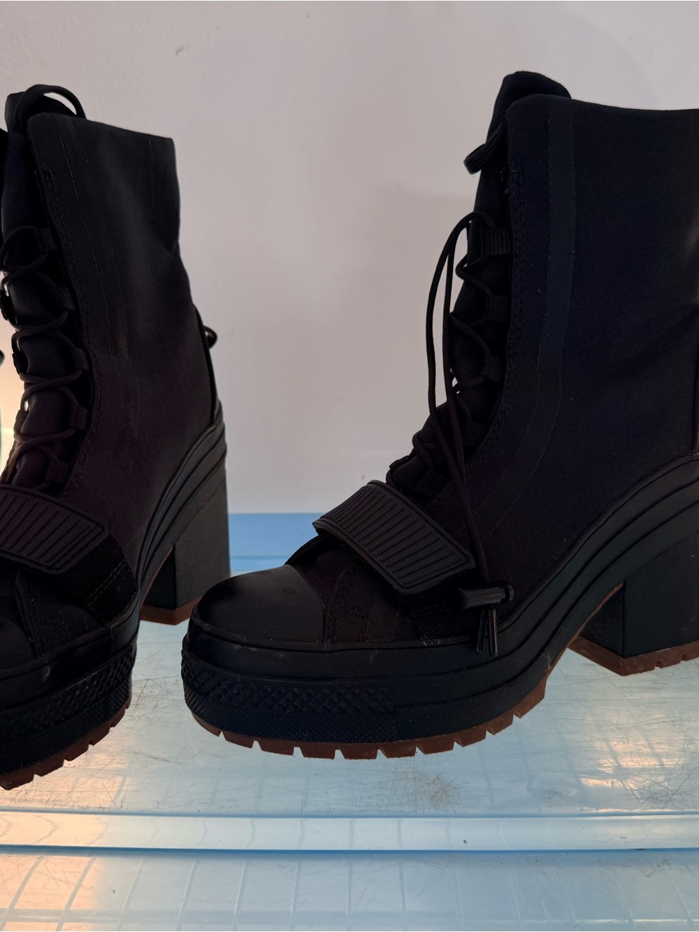 Converse Black Lace-Up Platform Ankle Boots